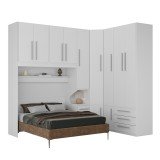 Guarda-Roupa de Canto com Espaço para Cama Box Queen Size 1218D Branco