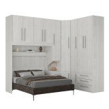 Guarda-Roupa de Canto com Espaço para Cama Box Queen Size 1218D Carvalho Claro