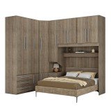 Guarda-Roupa de Canto com Espaço para Cama Box Queen Size 1218E Castanho