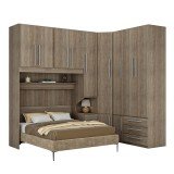 Guarda-Roupa de Canto com Espaço para Cama Box Queen Size 1218D Castanho