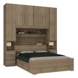 Guarda-roupa de Casal com Cama Bau Padrão Embutida 1220 Castanho