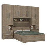 Guarda-roupa de Casal com Cama Bau Embutida 1223 Castanho