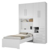 Quarto Completo de Solteiro com Cama e Guarda-Roupa 1225D Branco