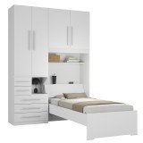 Quarto Completo de Solteiro com Cama e Guarda-Roupa 1225E Branco