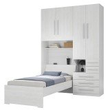 Quarto Completo de Solteiro com Cama e Guarda-Roupa 1225D Carvalho Claro